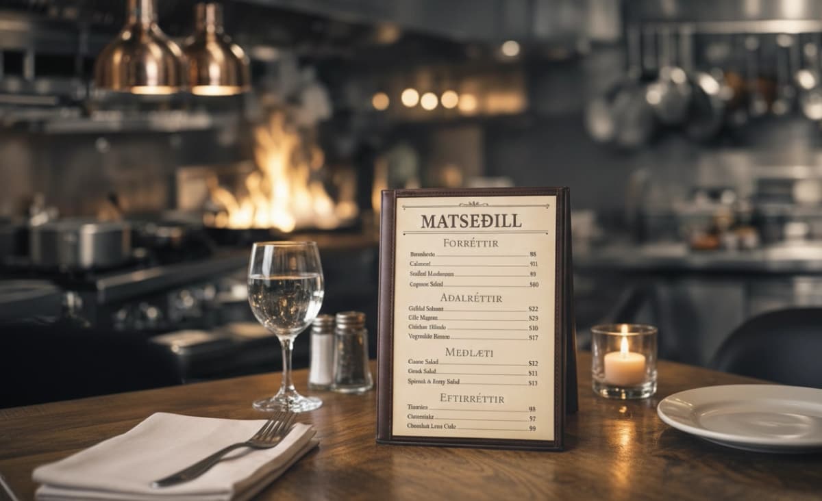 Matseðill á vefsíðu veitingastaðar